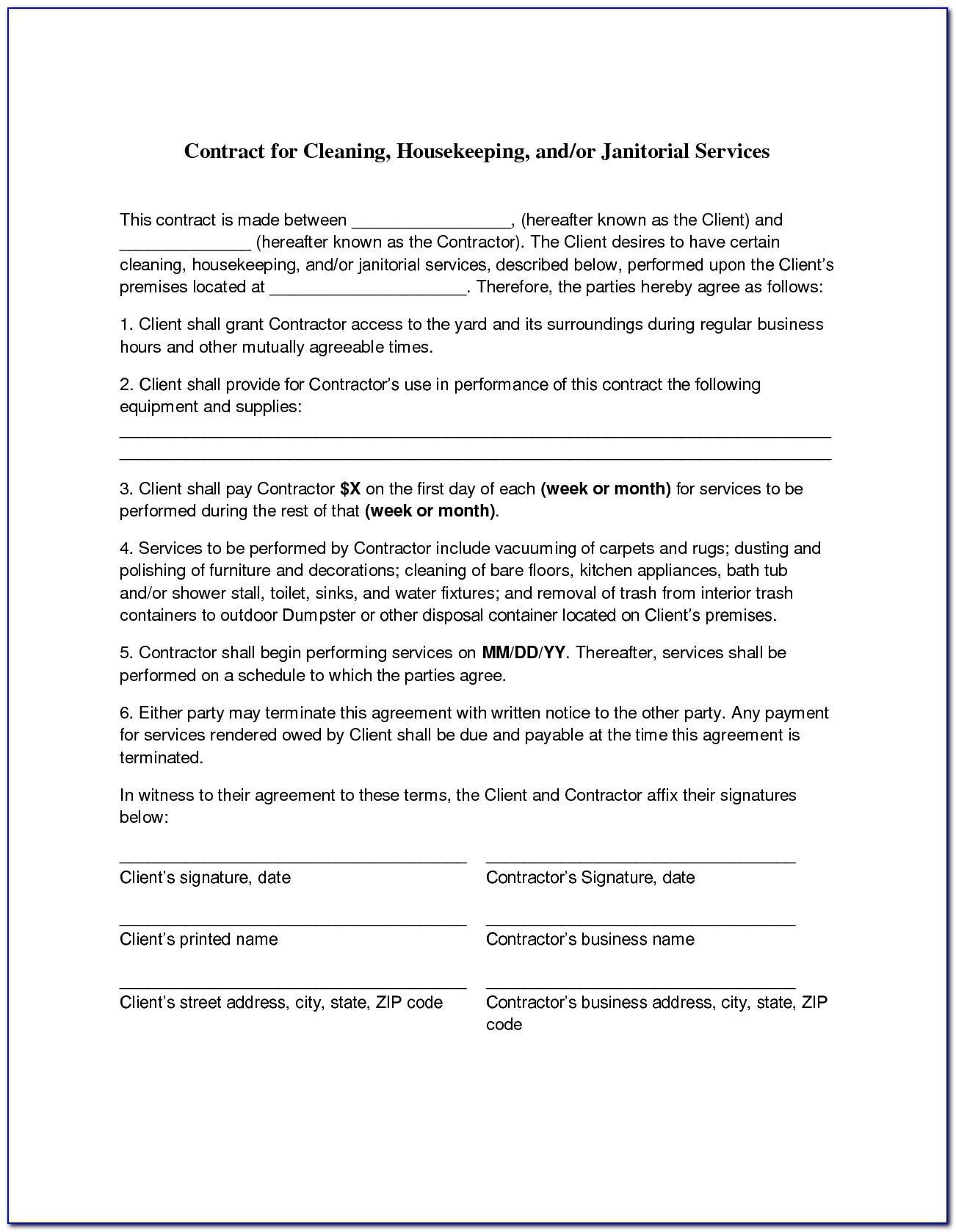 Self Employed Cleaner Contract Template