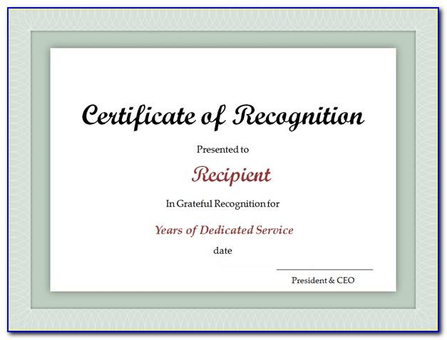 Service Award Certificate Template Free