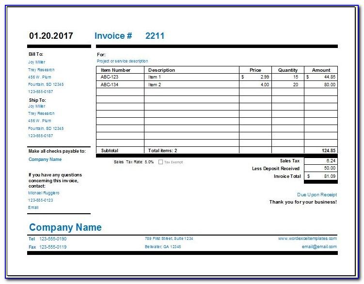 Simple Invoice Template For Ipad