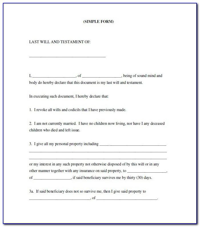 Simple Last Will And Testament Free Template