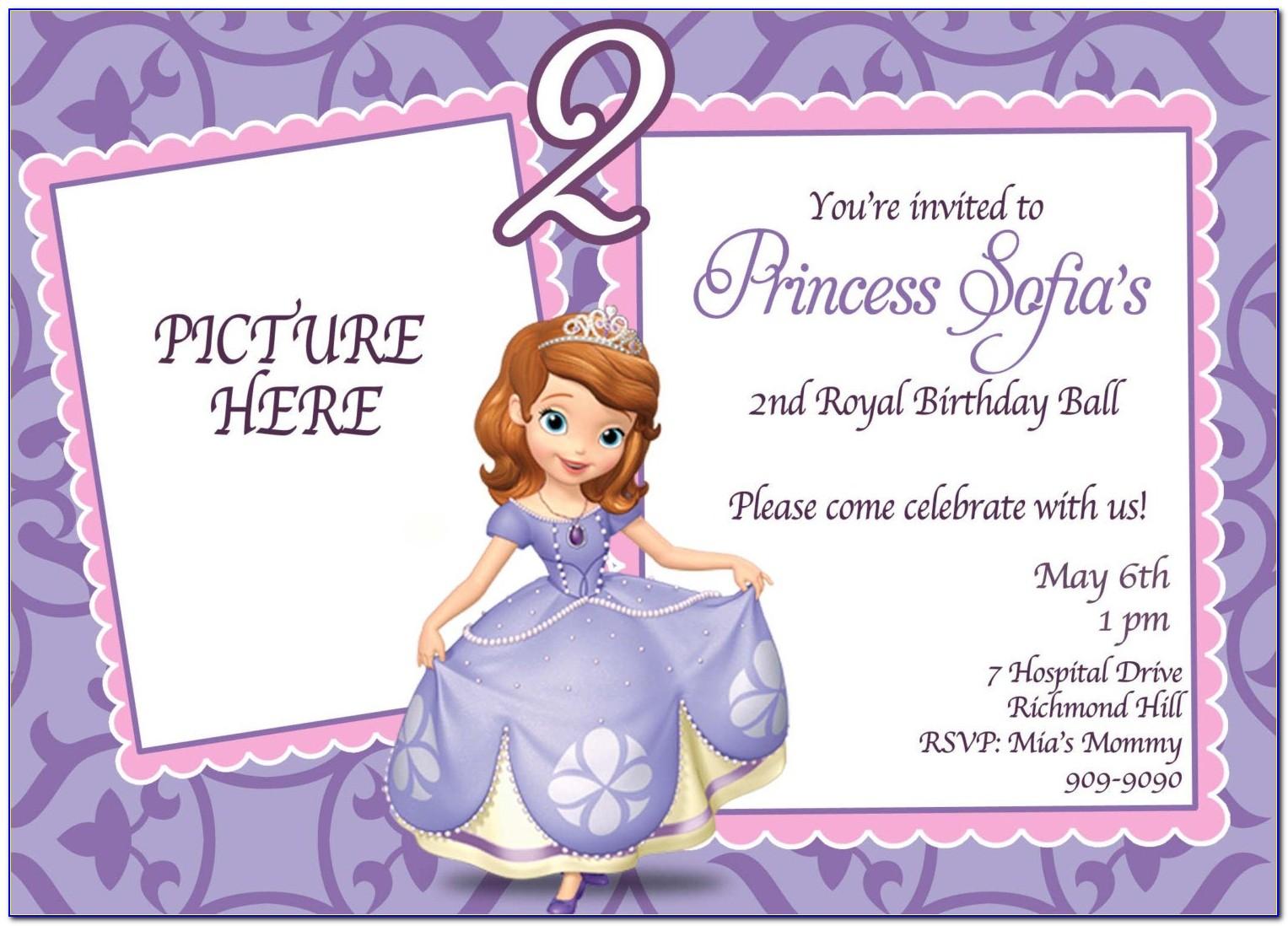 Sofia The First Birthday Card Template