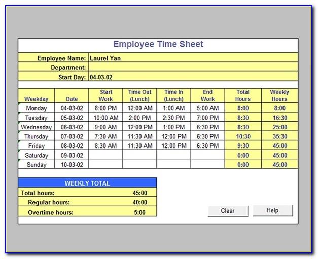 Staff Monthly Timesheet Template