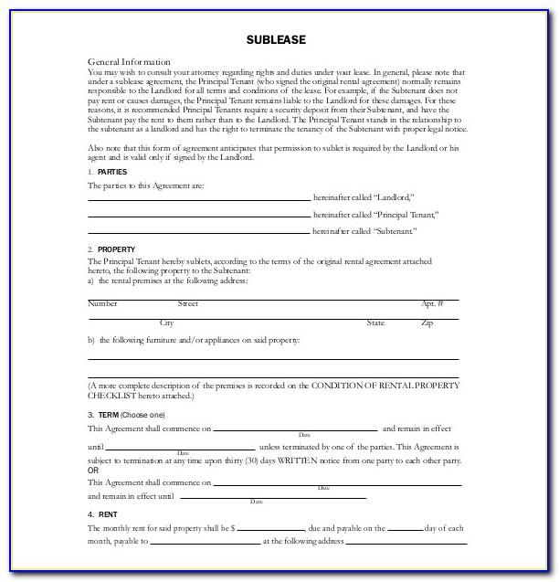 Subletting Tenancy Agreement Template