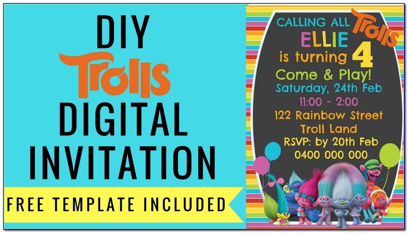 Trolls Birthday Invitation Template Free