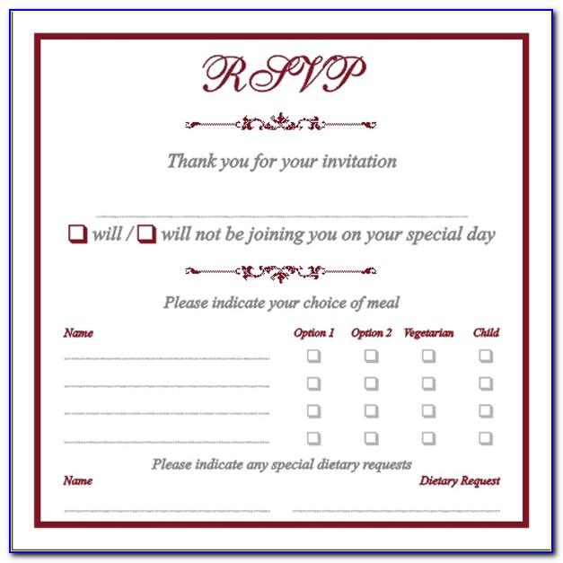 Wedding Rsvp With Food Choice Template