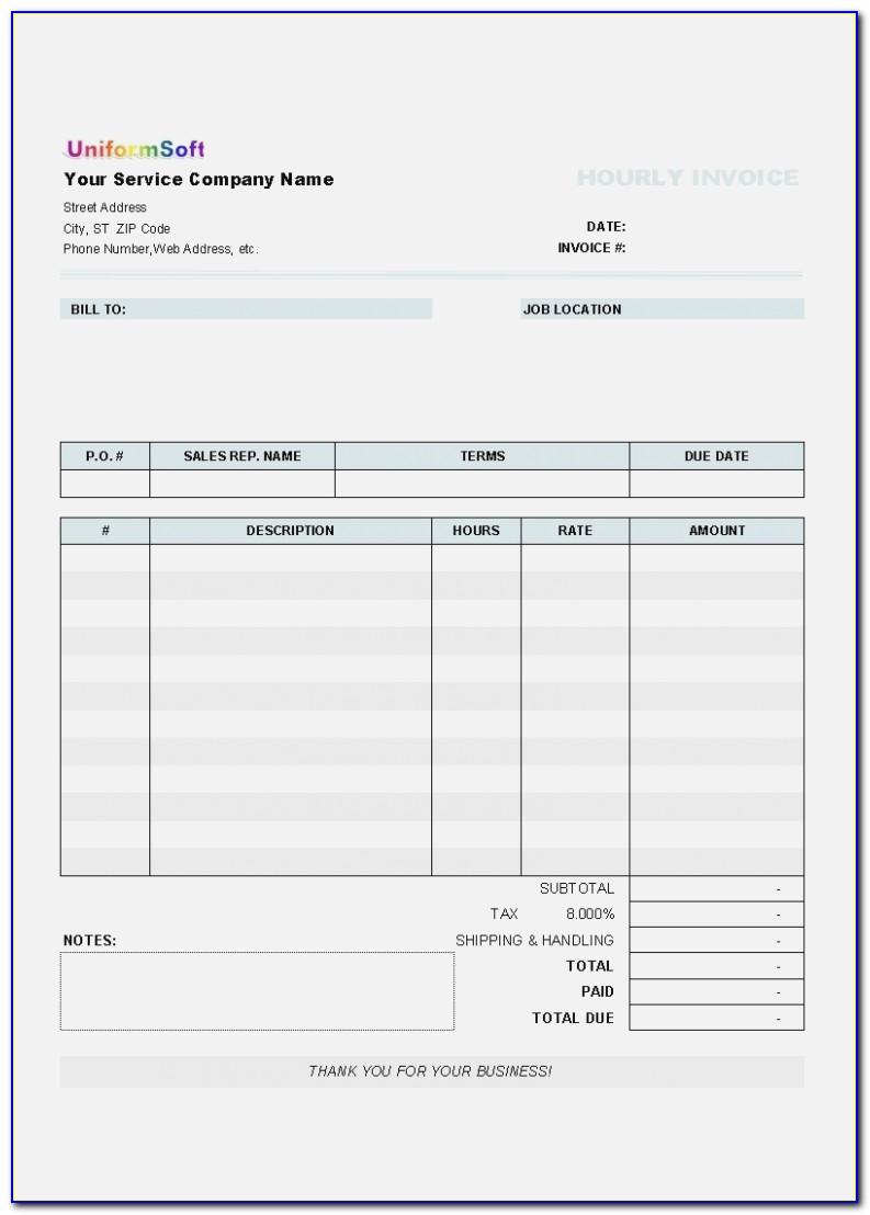 Work Hours Invoice Template Word