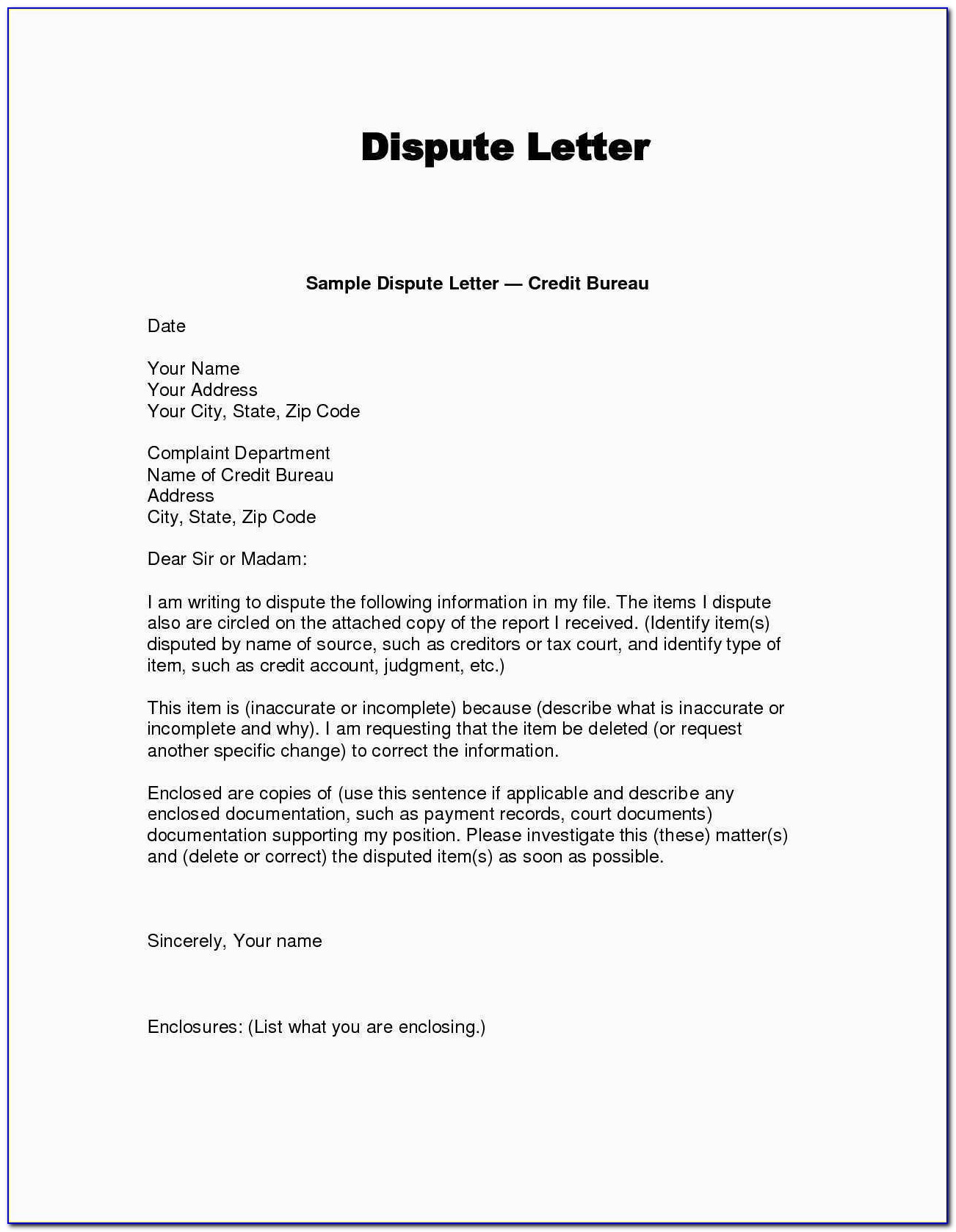 609 Dispute Letter Example