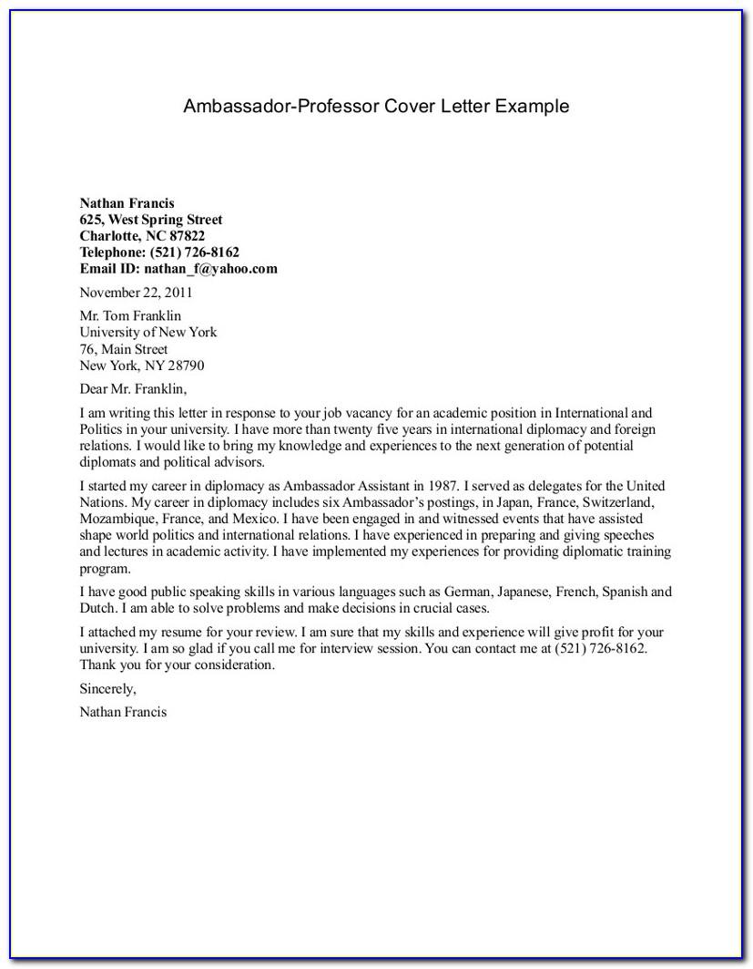 Adjunct Professor Resume Cover Letter