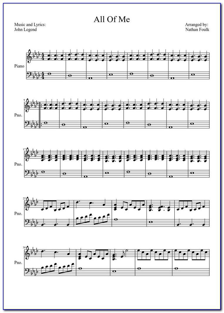 All Of Me Piano Notes Letters
