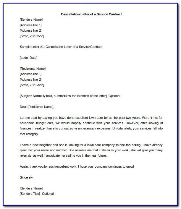 Business Contract Termination Letter Sample Doc