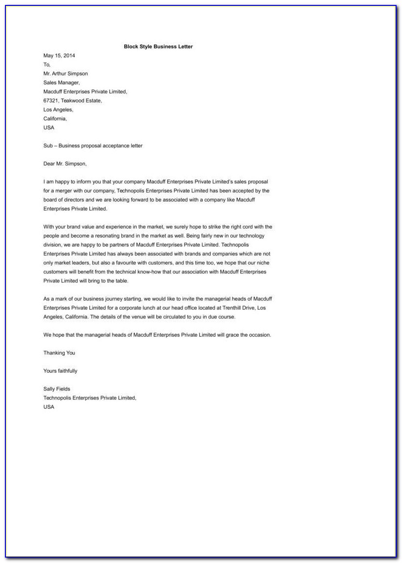 Business Letter Template Word 2013