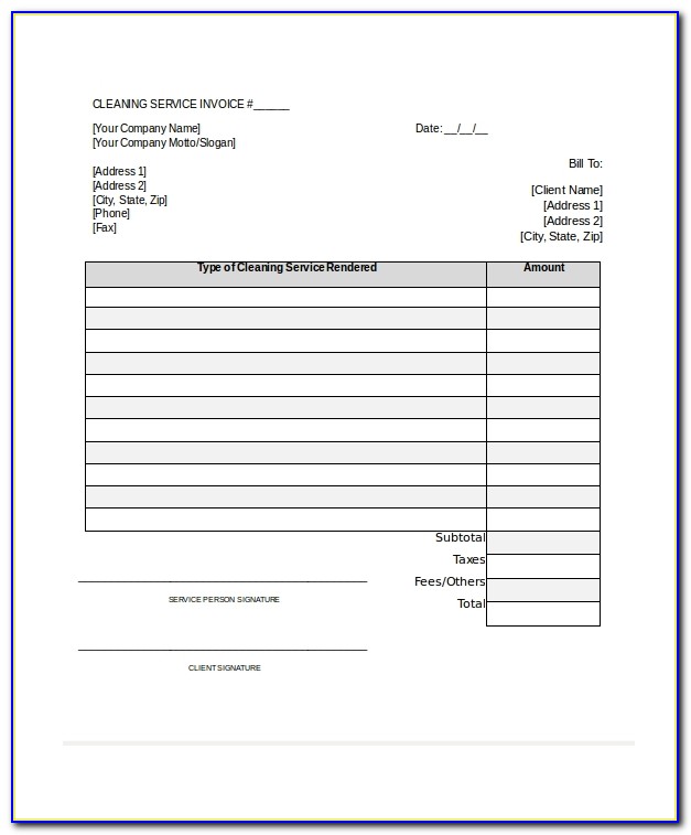 Carpet Cleaning Invoice Example