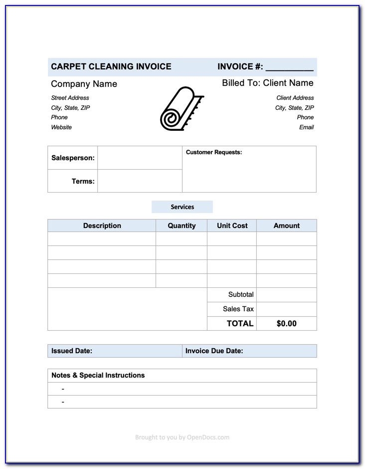 Carpet Cleaning Receipt Template