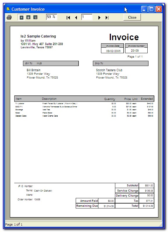Catering Invoice Examples