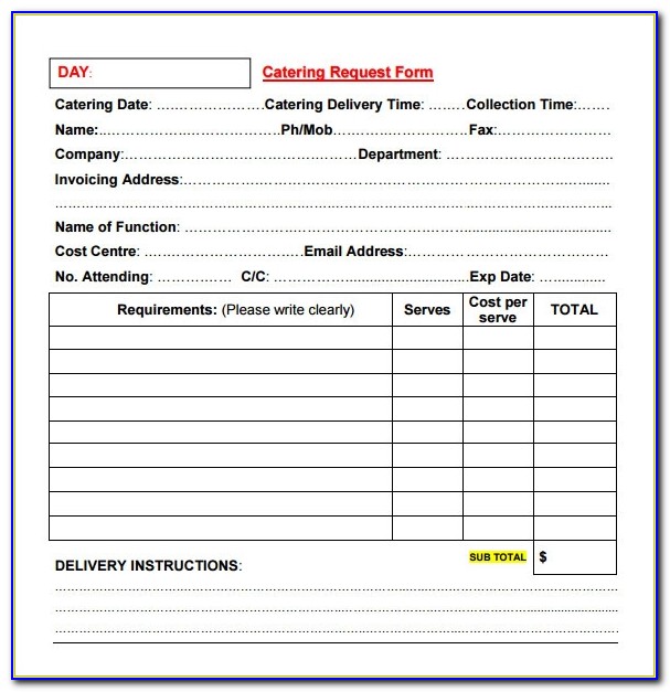 Catering Invoice Samples