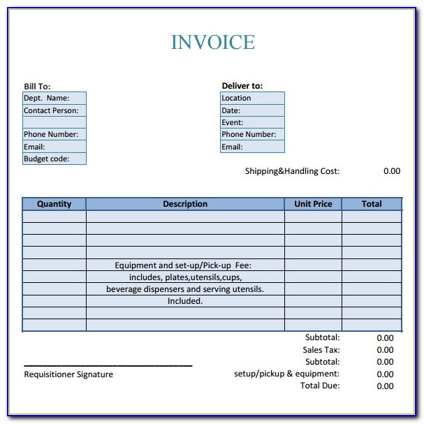 Catering Invoice Templates Free