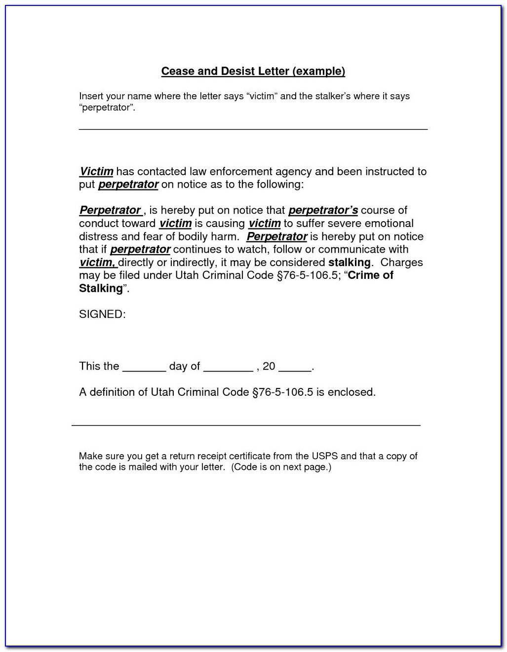 Cease And Desist Letter Template Doc