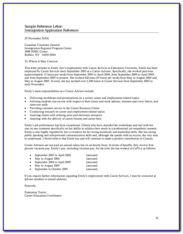 Character Reference Letter For Immigration Purposes