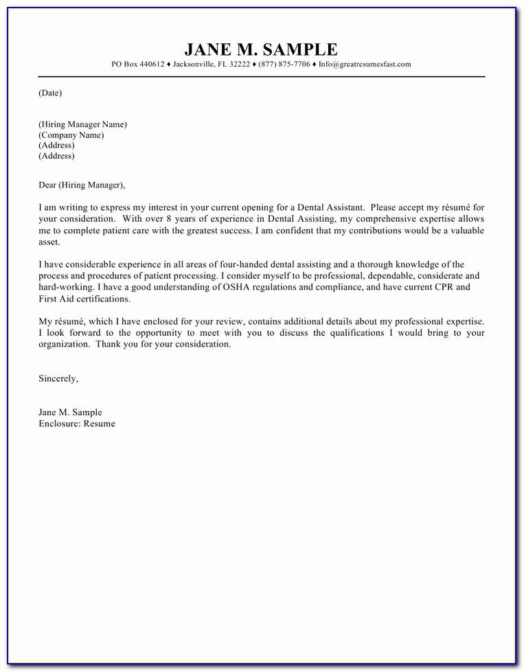 Dental Assistant Cover Letter Examples No Experience