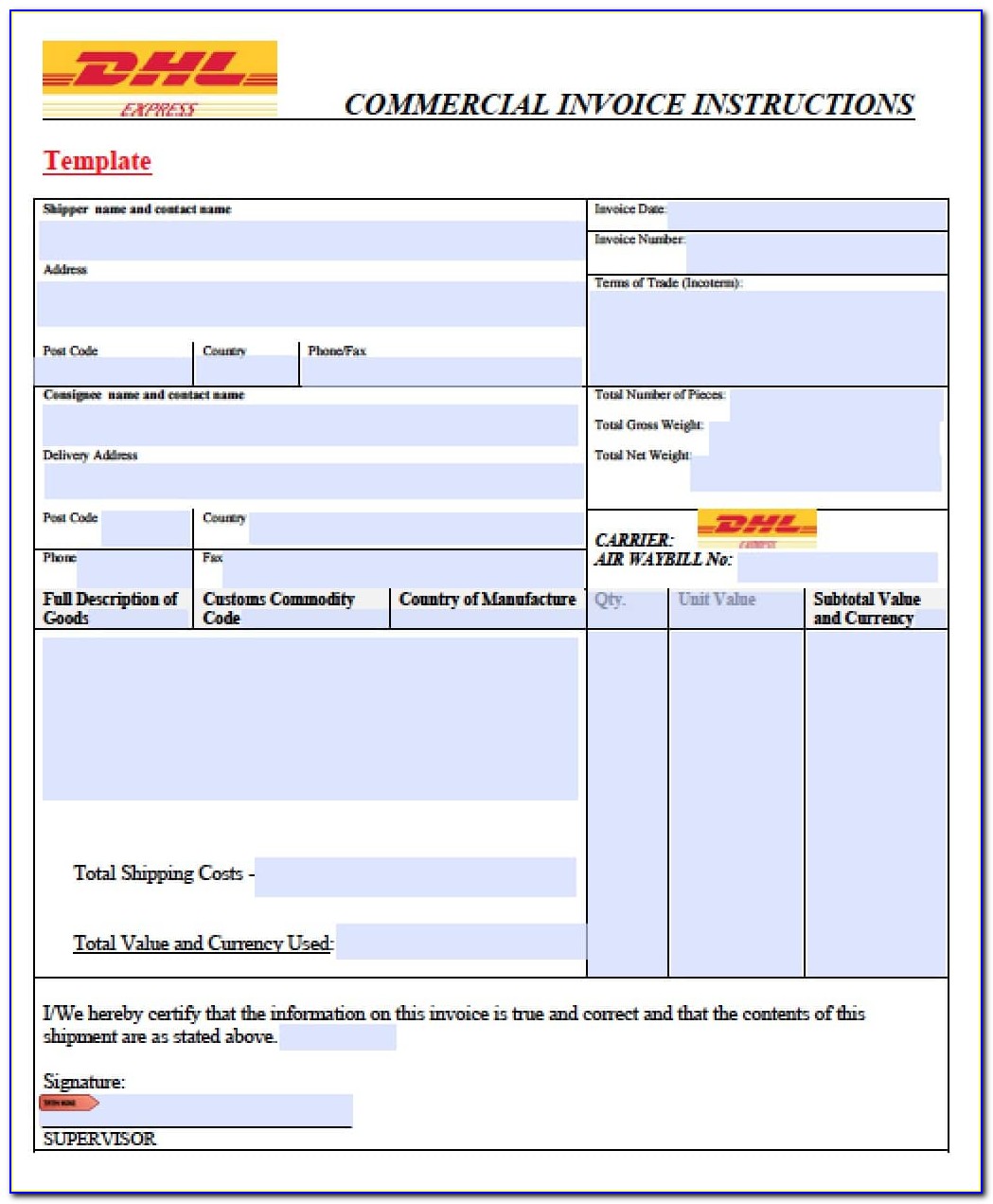 Dhl Commercial Invoice Pdf