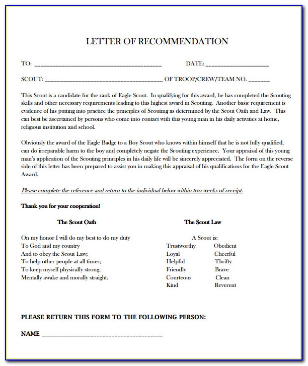 Eagle Scout Letter Of Recommendation From Parent