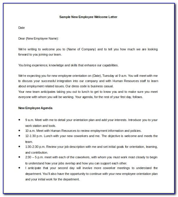 Employee Welcome Letter From President