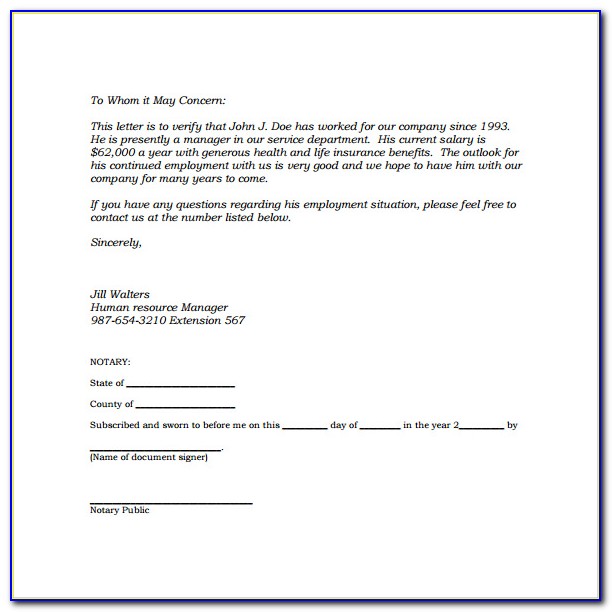 Employment Verification Letter Template Word Free