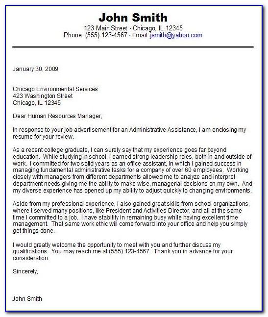 Entry Level Cover Letter Sample Students