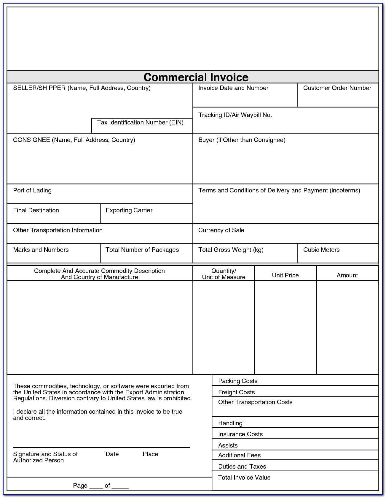 Fedex Fillable Commercial Invoice Form