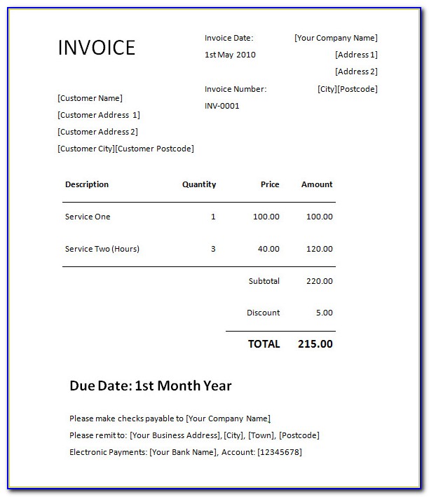 Free Download Ms Word Invoice Template