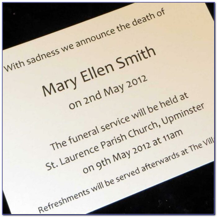 Funeral Announcement Templates Free