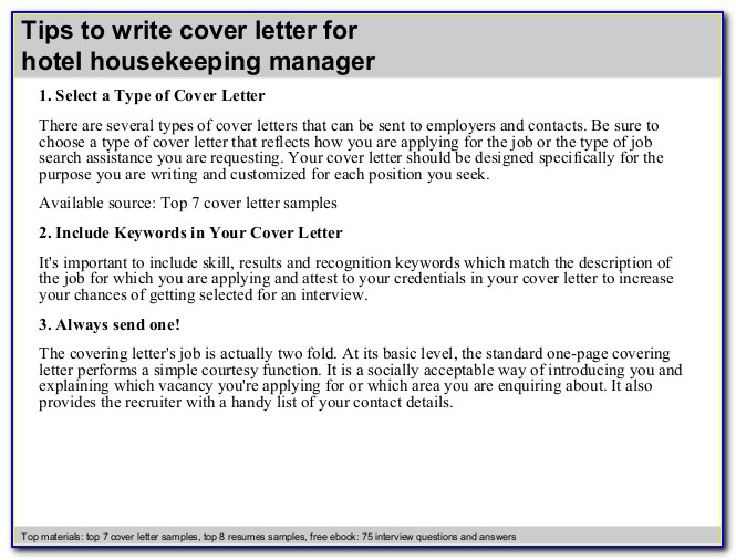 Housekeeping Cover Letter Sample