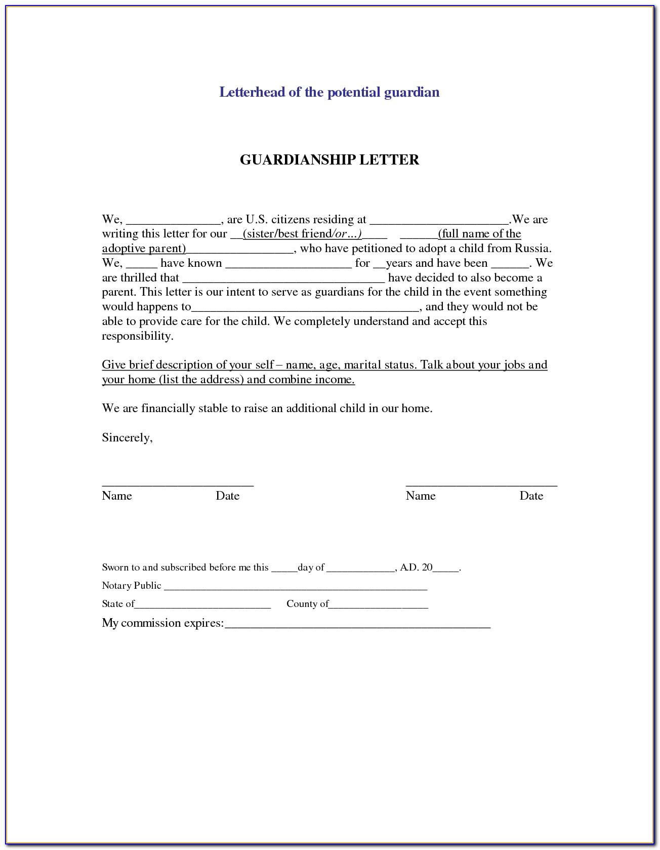 How To Write A Notarized Letter Of Guardianship