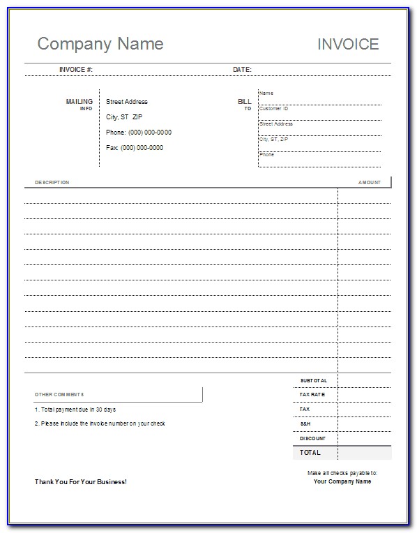 Images Of Blank Invoices