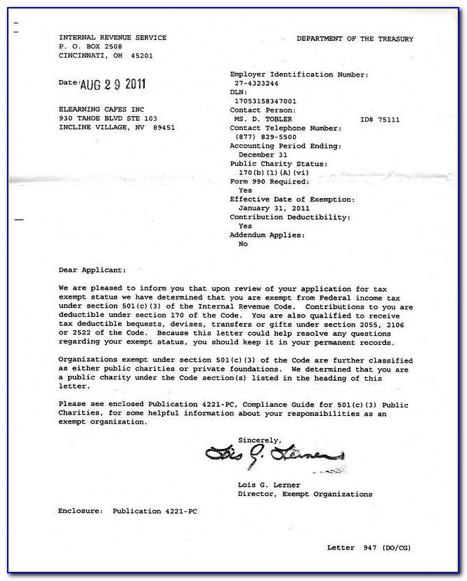 Irs Letter 147c Example