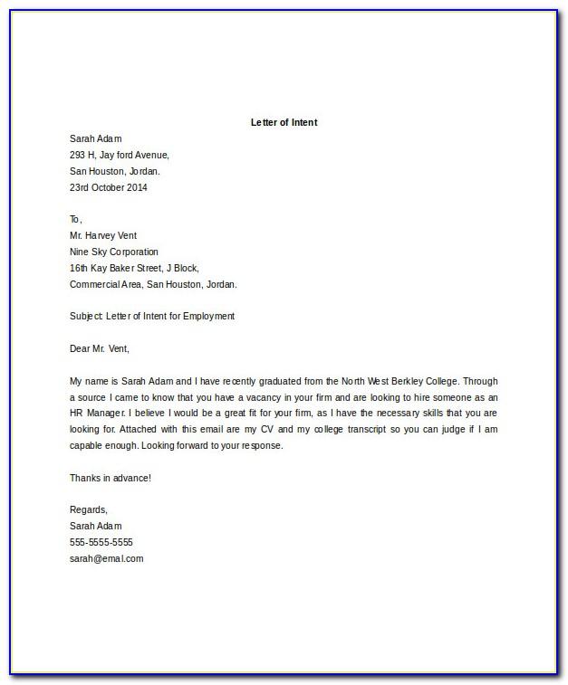 Letter Of Intent Template Ms Word