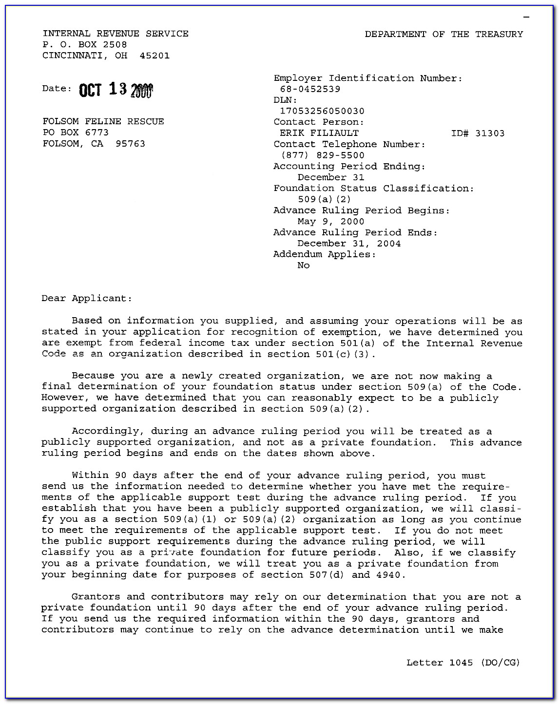 Lost Irs 501c3 Determination Letter