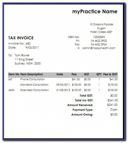 Massage Therapy Invoice Template