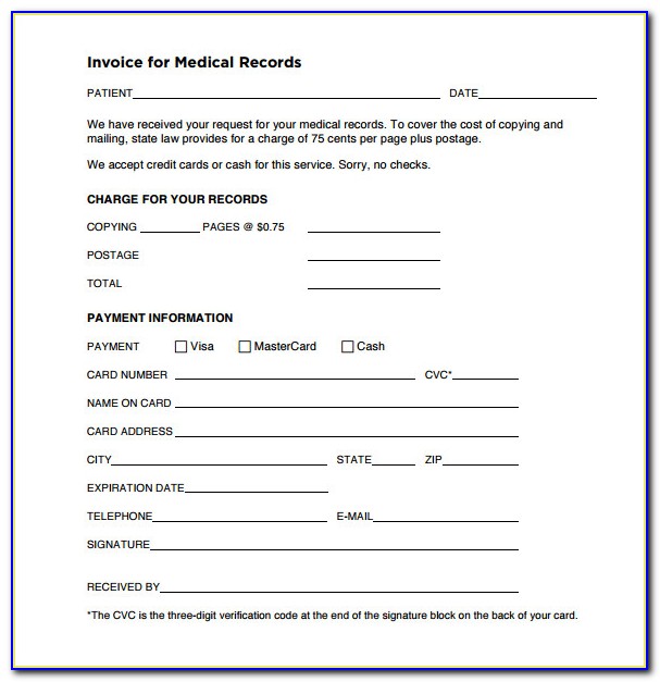 Medical Records Invoice Template
