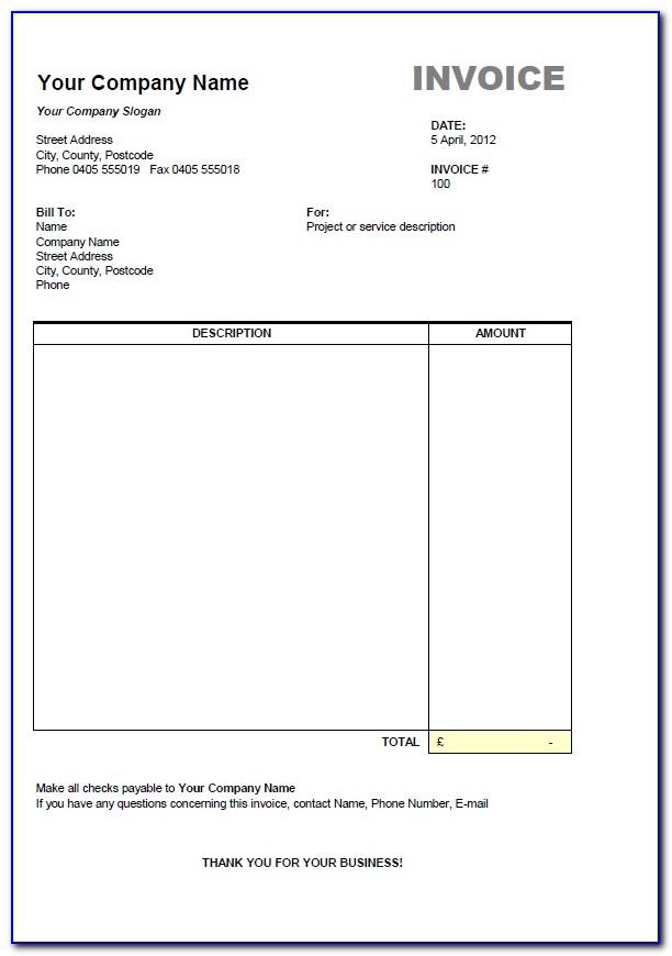 Microsoft Office 2010 Excel Invoice Template