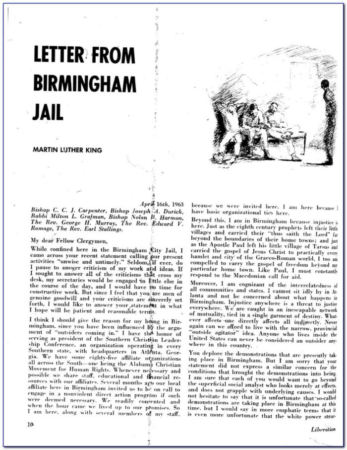 Mlk Letter From Birmingham Jail Pdf