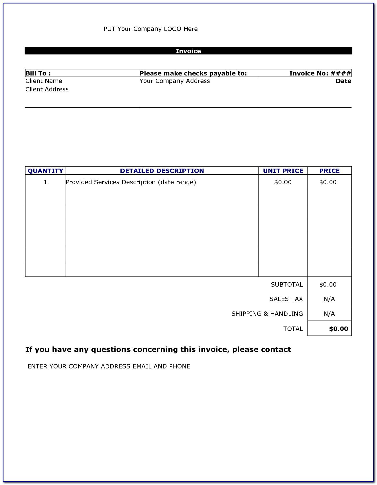 Ms Word Invoice Template 2010