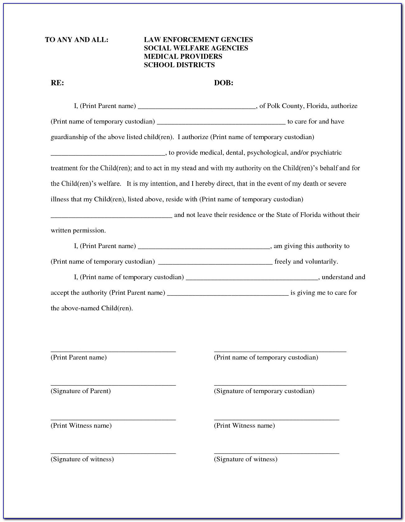 Notarized Letter Giving Guardianship