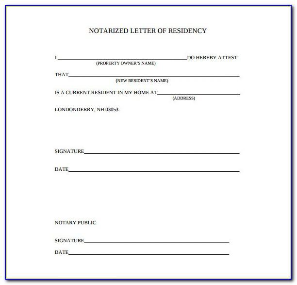 Notarized Letter Of Residency For School