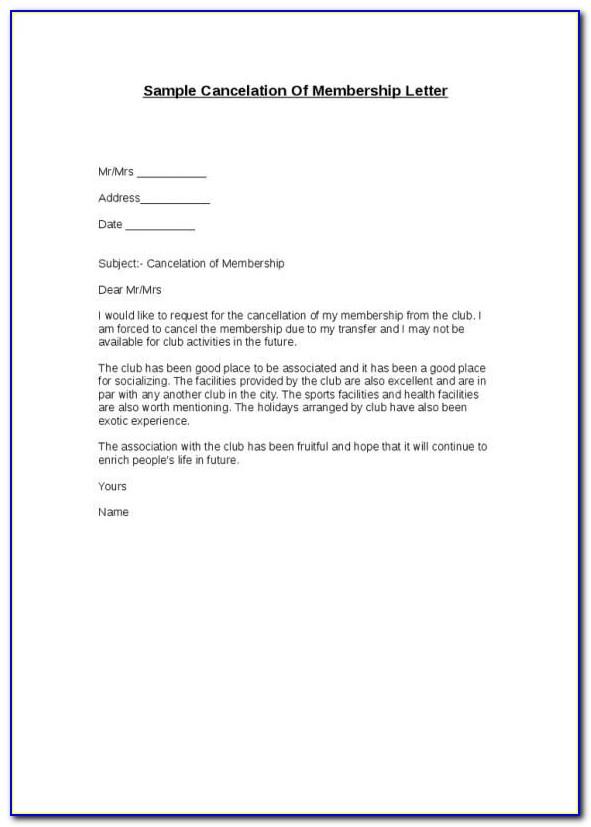 Planet Fitness Cancel Membership Letter Sample