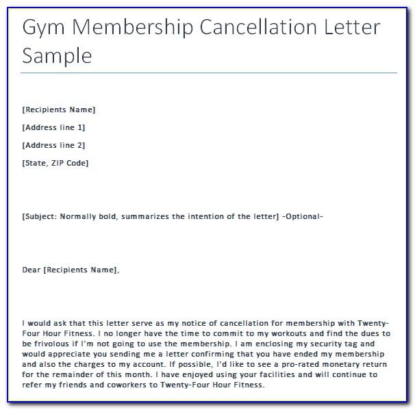 Planet Fitness Cancel Membership Letter Template