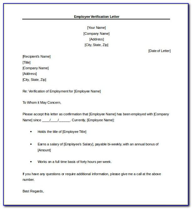 Proof Of Employment Letter Template Word