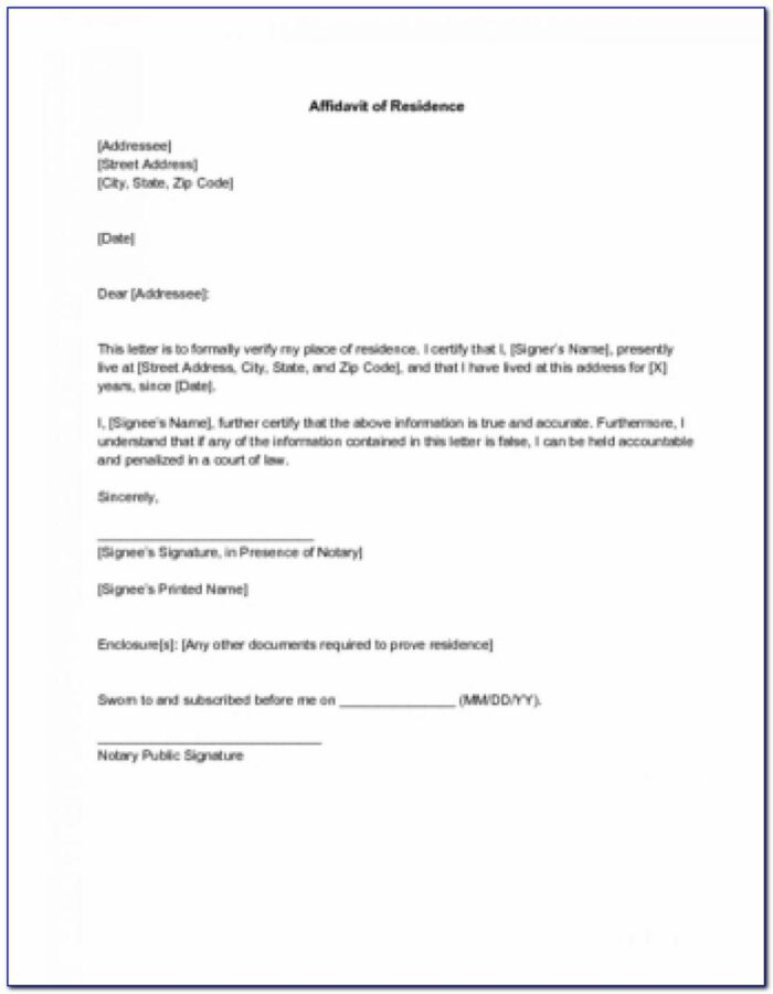 Proof Of Residency Letter From Family Member Pdf - Letter : Resume