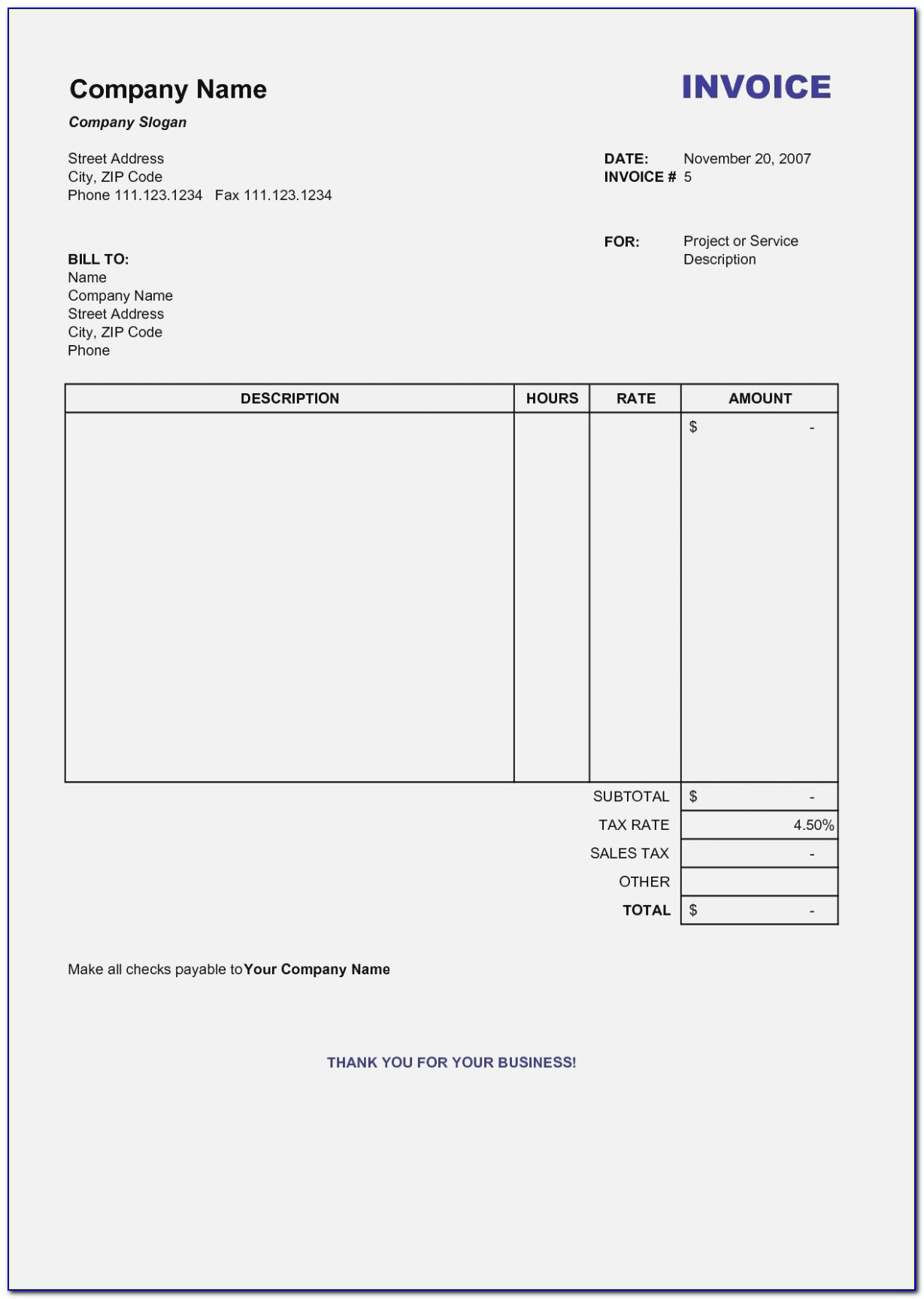 Quickbooks Self Employed Invoice Template