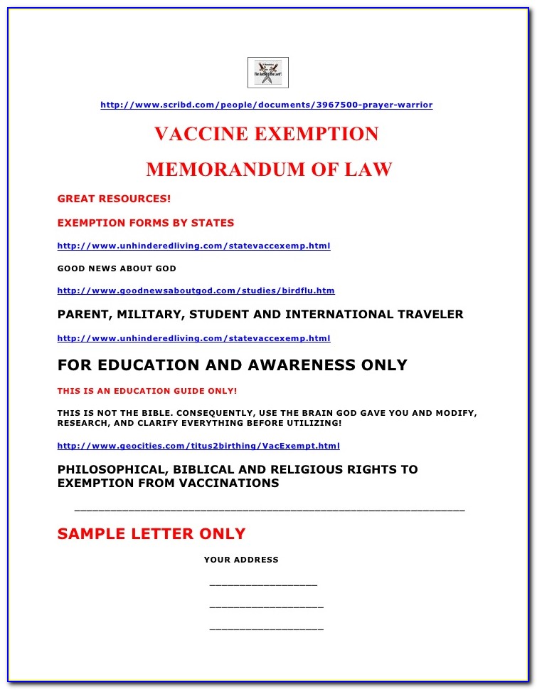 Religious Vaccine Exemption Letter Illinois
